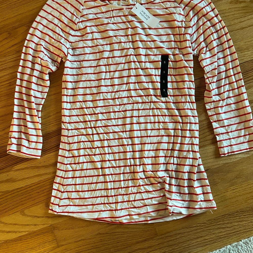 Banana Republic Red and White Striped Top-never worn